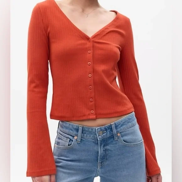 GAP Ribbed Button Front Cardigan Top - Picture 6 of 6